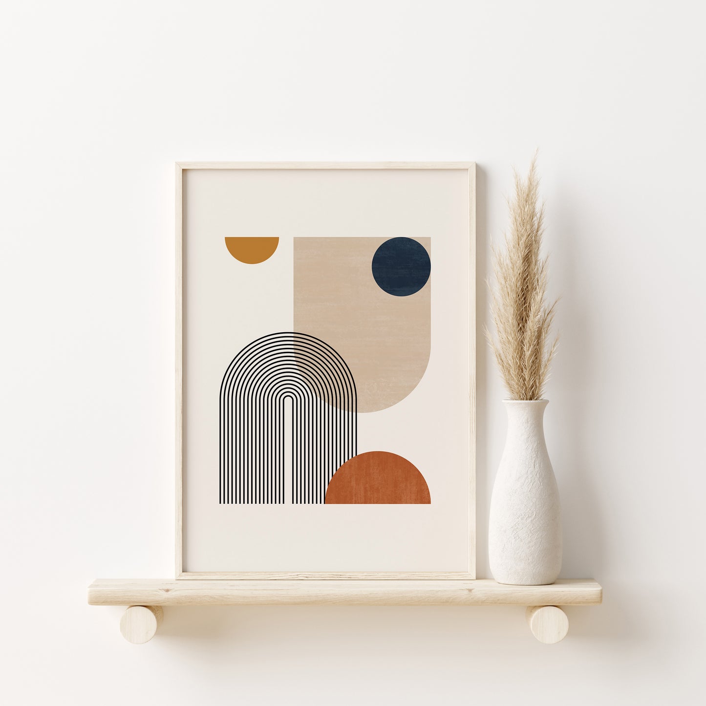 Abstract Boho Wall Art Set, Orange Yellow Blue Wall Decor Prints, Set of 3 Posters, Digital Download