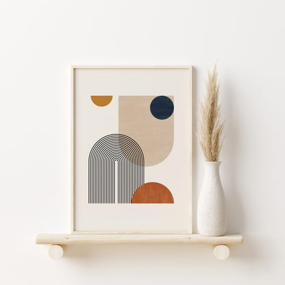 Abstract Boho Wall Art Set, Orange Yellow Blue Wall Decor Prints, Set of 3 Posters, Digital Download