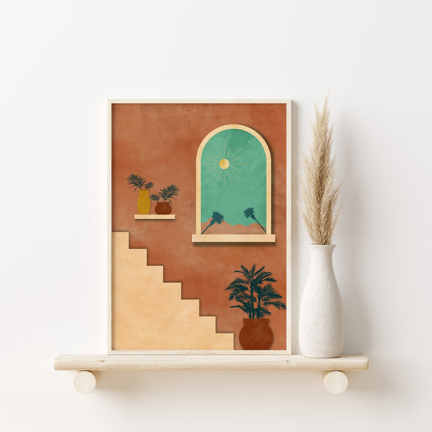 Boho Desert Wall Art Set, Digital Download, Bohemian Living Room Decor, Set of 3 Poster