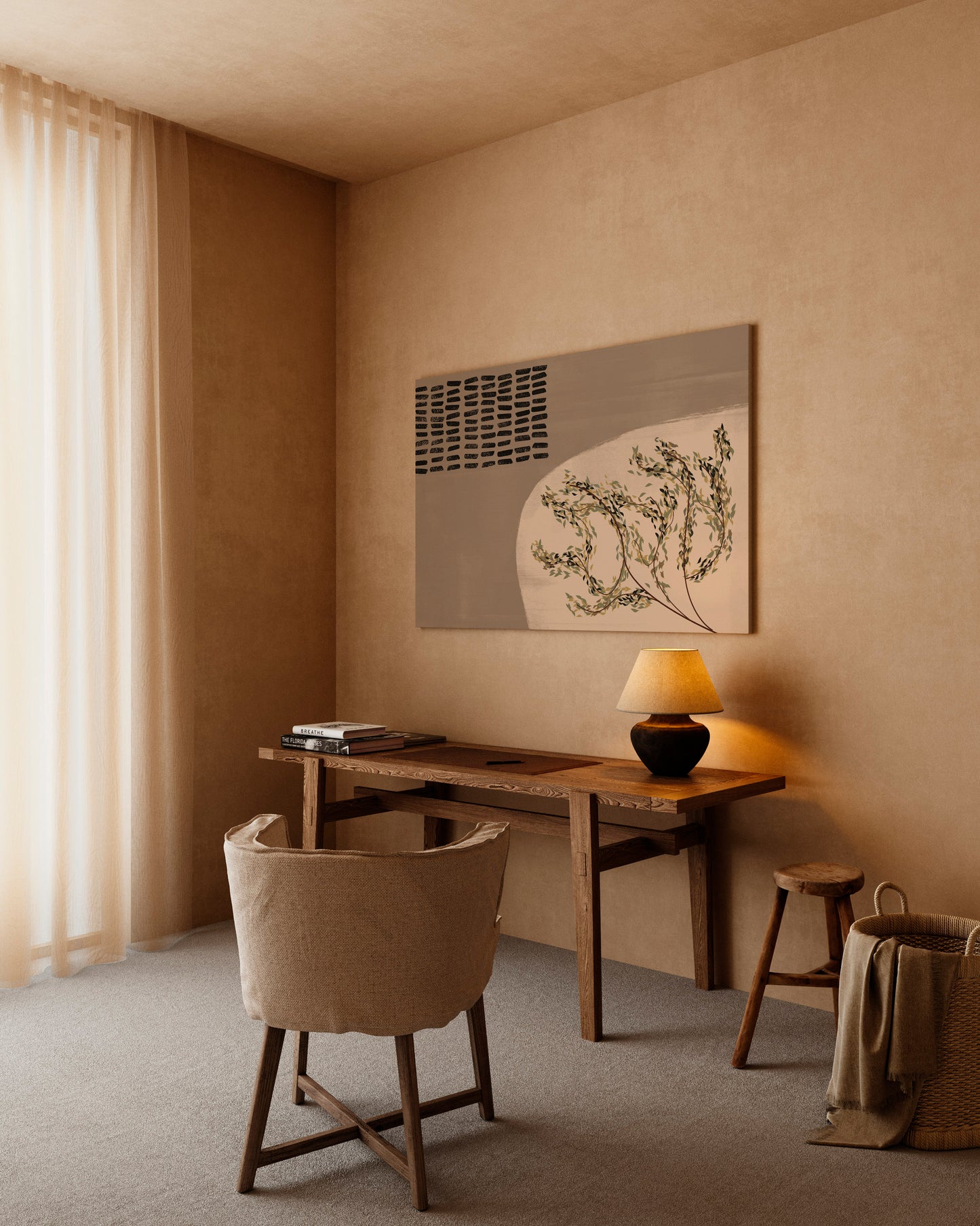 Boho Abstract Wall Art Set, 3 Pieces of Bohemian Digital Download Posters