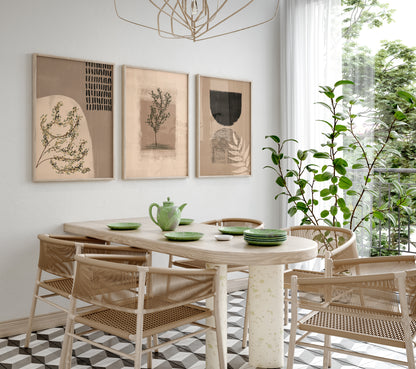 Boho Abstract Wall Art Set, 3 Pieces of Bohemian Digital Download Posters