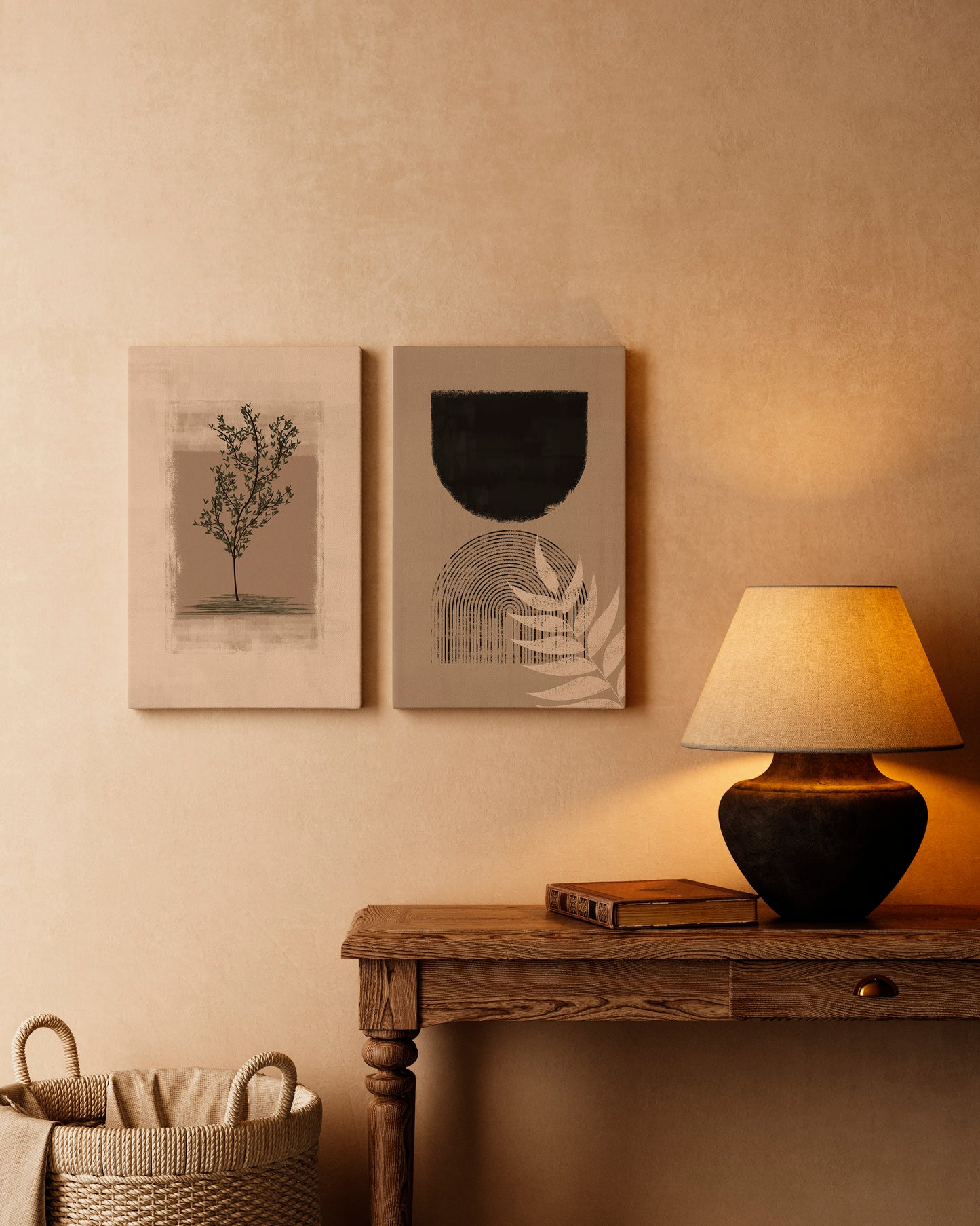 Boho Abstract Wall Art Set, 3 Pieces of Bohemian Digital Download Posters