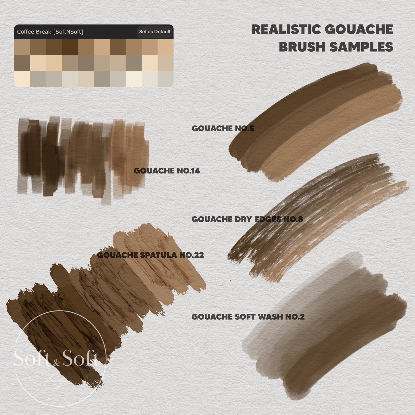 Procreate Gouache Brush Set, Watercolor Digital Papers, Painting Kit