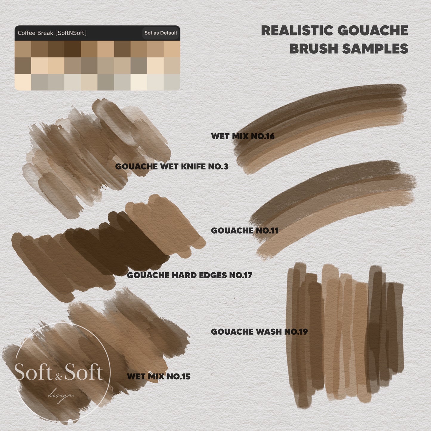 Procreate Gouache Brush Set, Watercolor Digital Papers, Painting Kit