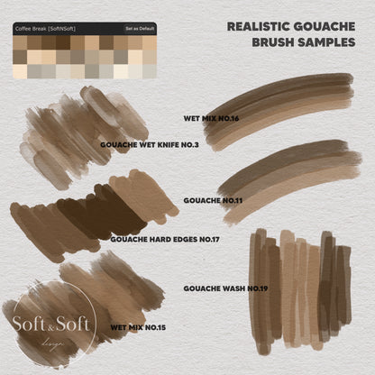 Procreate Gouache Brush Set, Watercolor Digital Papers, Painting Kit