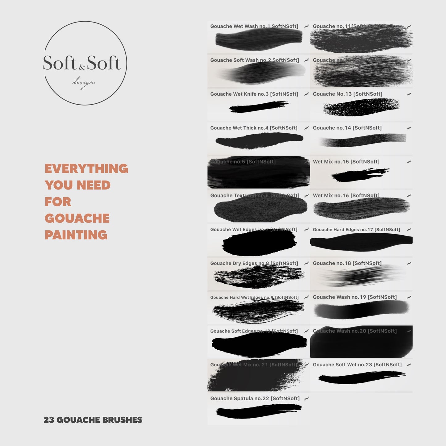 Procreate Gouache Brush Set, Watercolor Digital Papers, Painting Kit