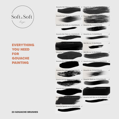 Procreate Gouache Brush Set, Watercolor Digital Papers, Painting Kit