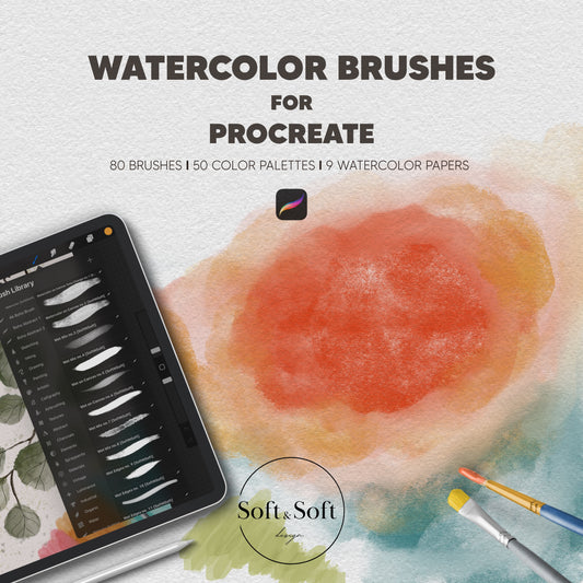 Procreate Watercolor Brush Set, Procrate Painting Kit wit Color Palletes & Watercolor Papers